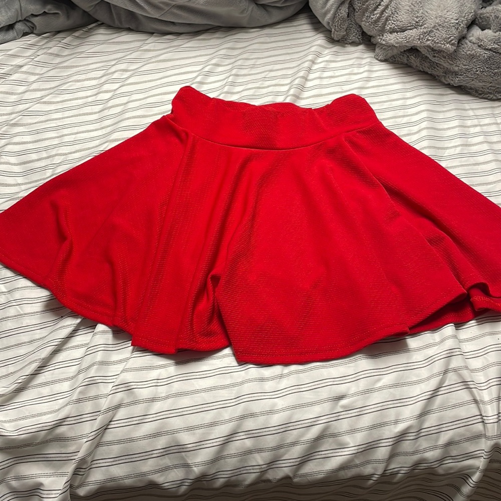 Red Pleated Skirt